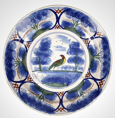 Delft Charger, Polychrome, Bird in Landscape
London
18th Century, entire view